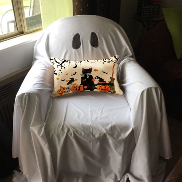 Halloween cover 12x20 svart kattpumpa akvarell Halloween