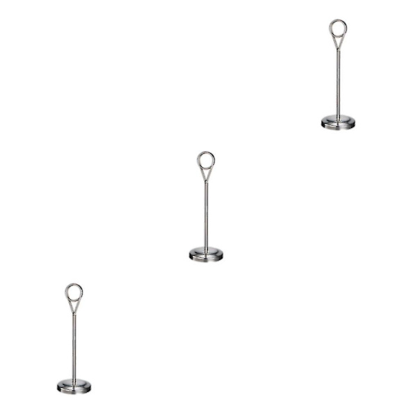 1/2/3/5 Bordnummerholder i rustfrit stål Skiltholder Fotostativ Til Silvery 20cm 3PCS