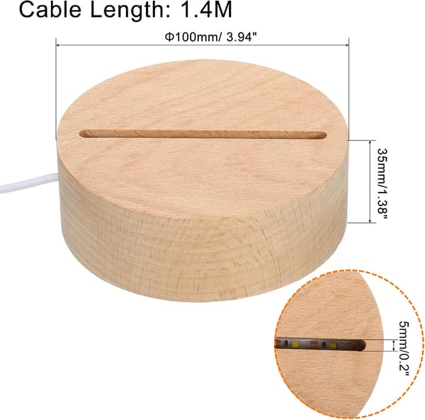 LED-lysbase i tre, rund 3,94\" diameter varmhvit L