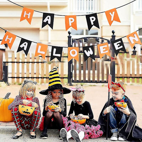 1 Sett Halloween Banner Vanntett Glatt å Ta på Fin Tekstur Falmebestandig Flerbruks Dekorativ Ikke-vevd Stoff Halloween Banner Ornament Foto H