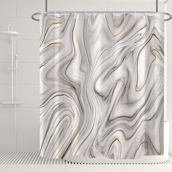 Marmor badrum duschdraperi lila guld tyg duschdraperier med krokar akvarell abstrakt duschdraperi foder 72x72 tum White 72x84 inch