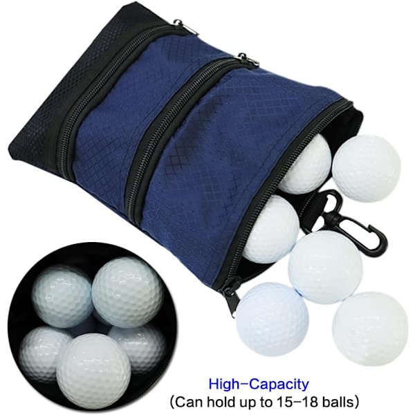 Golfväska bollhållare värdefull för män kvinnor, golf förvarings dragkedja handväska ficka med växelklämma krok för att fästa väska qd Blue