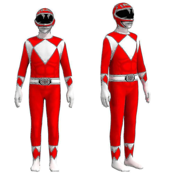 Power Ranger Kostym Vuxen Herr Bodysuit Vuxen Halloween kostym Red 140cm