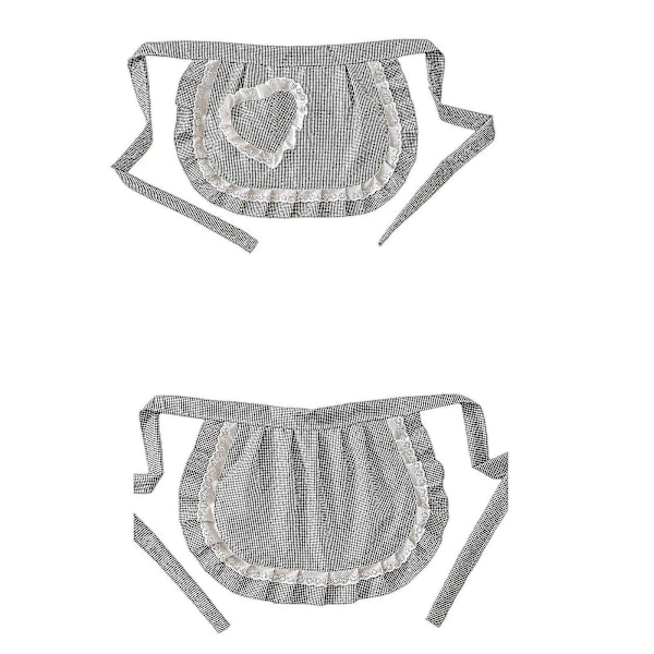 Retro Förkläden Midja Förkläde För Flickor Tight Kostym Vit Bomull Halv Förkläde Fest Heta Off-White