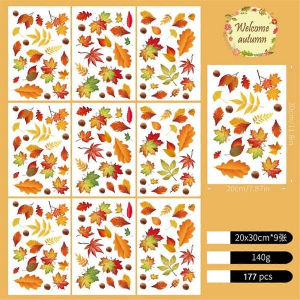 Fönsterdekorationer Höst, 9 Ark Höstfönsterdekorationer för Glas Höstfönsterdekaler Höstfönsterdekaler Thanksgiving