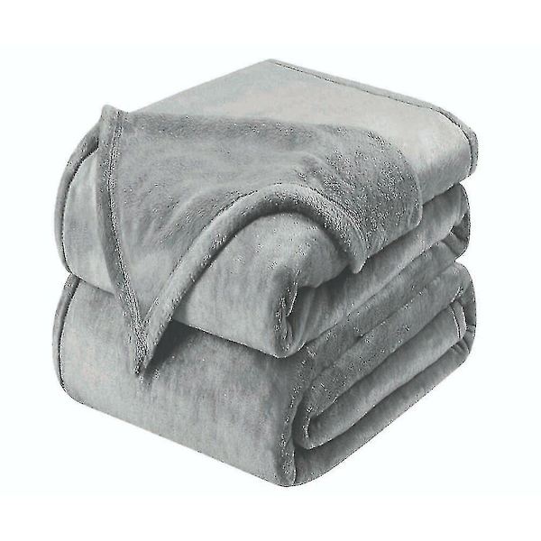 Blød, hyggelig, stor imiteret pels fleece mink tæppe seng sofa plaid dobbeltseng & kingsize Silver Single (100 cm x 151 cm)