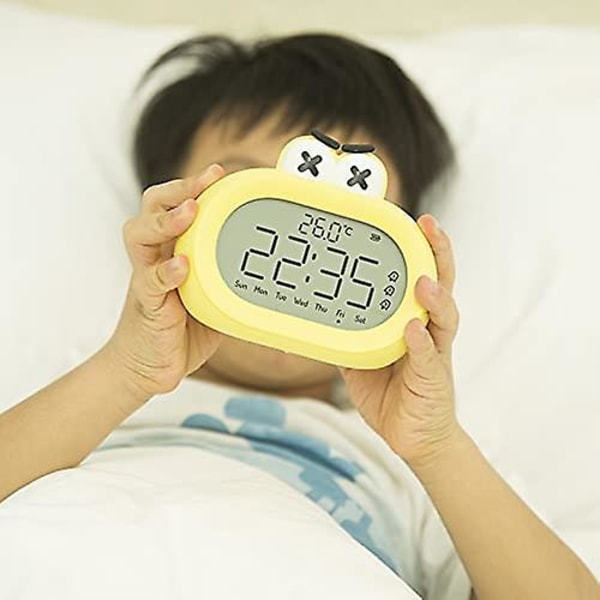 Söt tecknad barnväckarklocka, räknare, dubbelanvändning intelligent elektronisk väckarklocka? (gul) qd