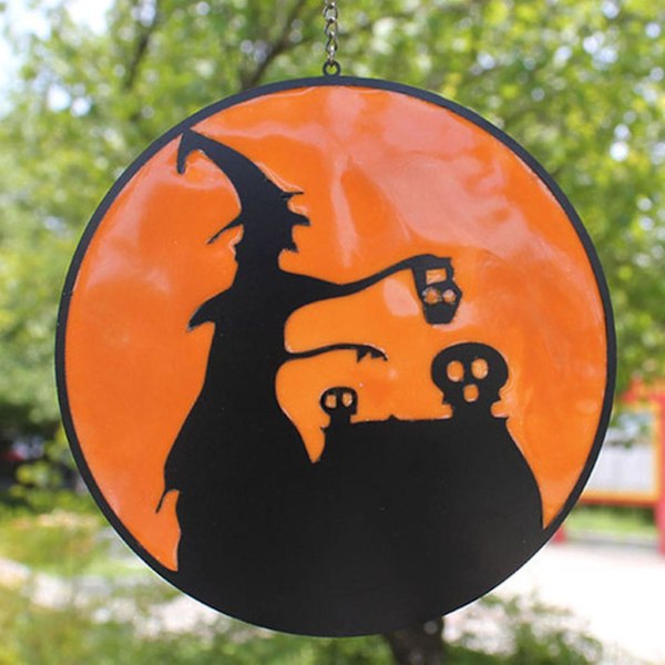 Halloween Hehkuva Lasinen Musta Noita Riipus Korutarvikkeet Sisustus Orange