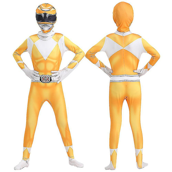 Power Rangers Cosplay -asu Haalarit Bodyt Supersankari Lasten Poikien Halloween Juhlat Hienot Asut Yellow 7-8Years