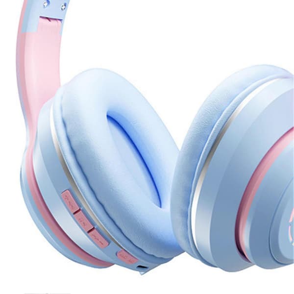 Trådløst Gaming Headset Gradient BT5.2 Forbindelse Bløde Ørepuder Farverige Lys Spil Headset til Stationær Bærbar Blå