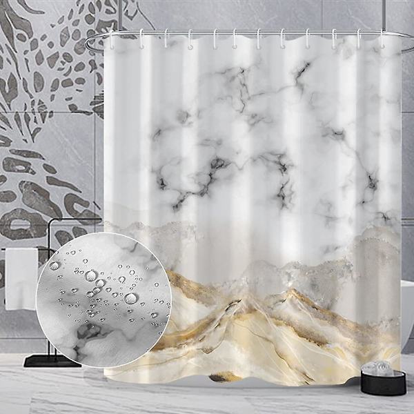 Marmor badrum duschdraperi lila guld tyg duschdraperier med krokar akvarell abstrakt duschdraperi foder 72x72 tum Yellow 72x72 inch
