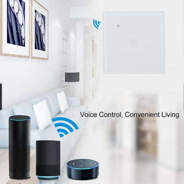 WiFi Smart Väggströmbrytare Glaspanel Bluetooth Röststyrning Smart Touch-strömbrytare för Tuya Home 86 Typ