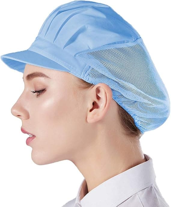 3-pack kockbasker med halvnät - Ljusblå, Unisex köksmössor med