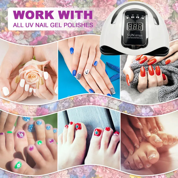 UV LED Lampe Til Negletørrer Manicure Med 1,5m Kabel Negletørrelampe 66LEDS UV Gel Lak Med LCD Display UV Lampe Til Manicure SUN X5 PLUS