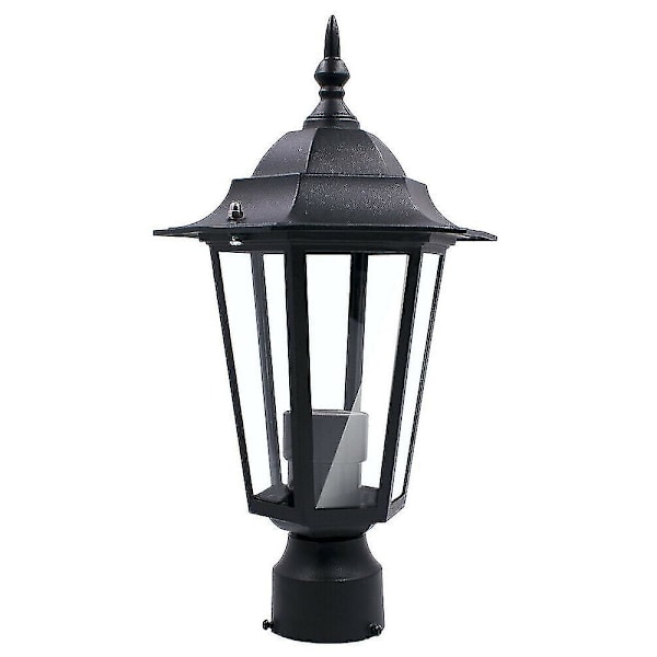Post Pole Light Utomhus Trädgård Patio Uppfart Gård Lykta Lampa Svart Topp