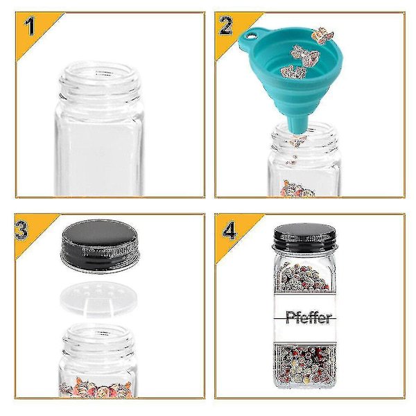 24st Kryddburkar Set med Shakerinsats Glaskryddburkar Fyrkantig förvaring med lock 120ml