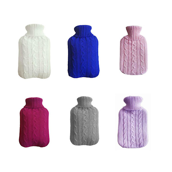 2000ml Varmvattenflaska Vinter Varma W Stickad Överdrag Avkopplande Värmare light purple