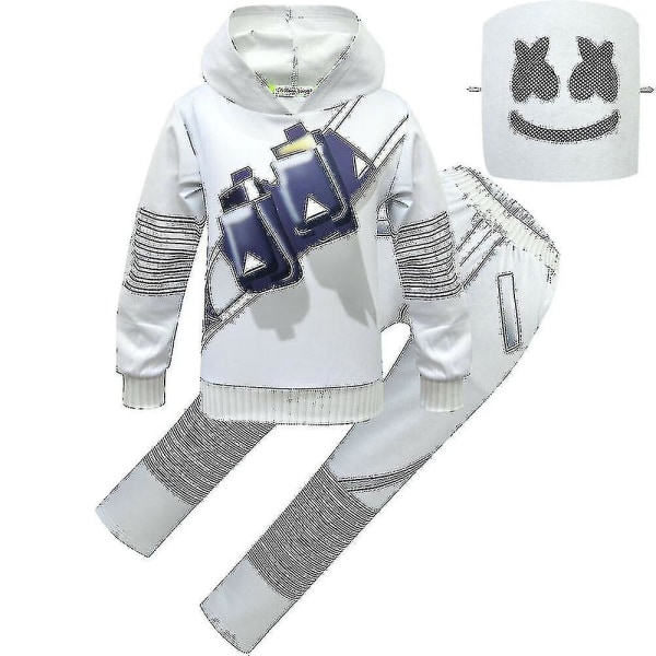 Barn Pojkar Flickor Marshmello Dj Led Mask Hoodie Cosplay Costume Party C 140 7-8 Years