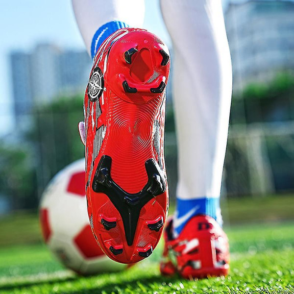 Børne Ungdom Turf Fodboldstøvler Sko Indendørs Fodbold Casual Udendørs Sport X1577a Red 33