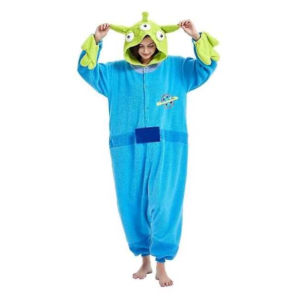 Unisex Vuxen Onesie Pyjamas Djur En Delig Halloween Kostym Julsovkläder Jumpsuit Aliens M