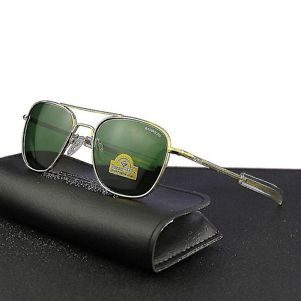 Top Army Randolph Re Solglasögon Glas Män Designer Solglasögon Körning RE-gold-green Size 55mm