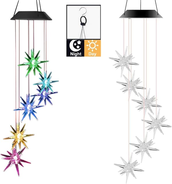 Solcellsdriven Vindspel med LED-lampa för Utomhus, Trädgård, P