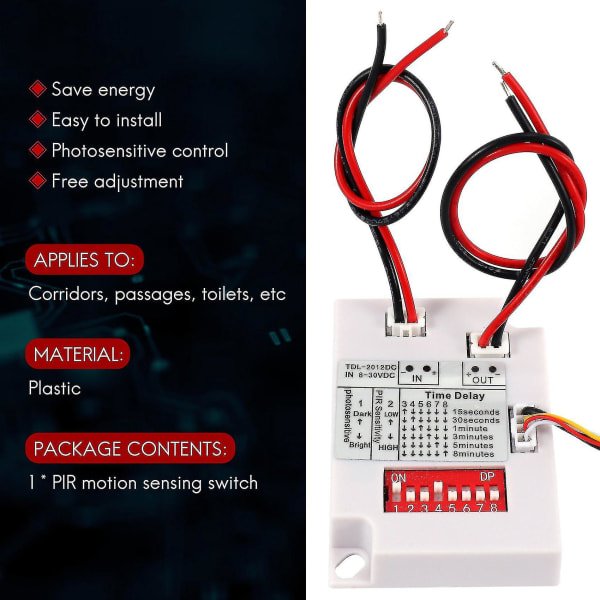 12v 24v PIR Bevægelsessensor Switch IR Infrarød Menneskelig Induktion Tidsforsinkelse Relæ Switch Gang LED L
