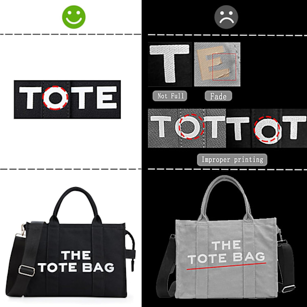 Canvas Tote Bag för kvinnor - Tjock canvasväska med dragkedja och axelrem för arbete, skola, resor och shopping qd
