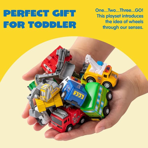 Sett med 16 Mini Inertigjengerbiler, Mini Die-Cast Biler, Trekkbiler