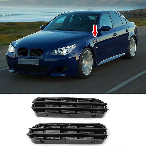 1 par bilsidevinge luftstrømventiler grill for E60/E61 E39 M5 glanssvart