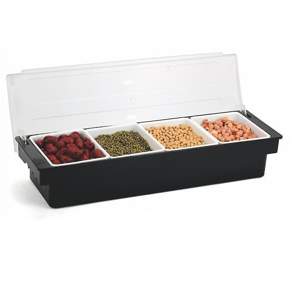 Abs Bar Counter Split Cell Frugtboks Multi Grid Holdbar Frisk Smagsboks Hjemmeopbevaringskurv Sort Multi Cell Plastik