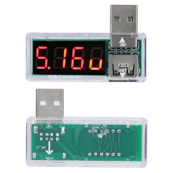 2 stk. USB-detektor strømspændingstester voltmeter ammeter bærbar til mobiltelefonopladere Hvid