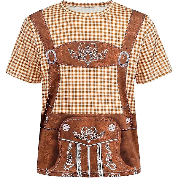 Oktoberfest Herr T-shirt med Korta Ärmar - Bavarisk Kostym ORANGE 2XL