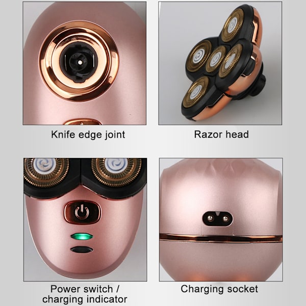 Sähköinen jalkakarvojen ajolaite naisille - Ladattava kivuton Rose gold