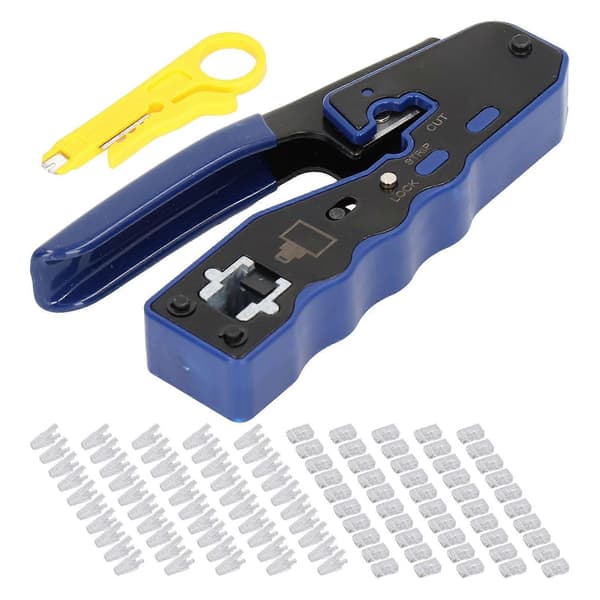 RJ45 Crimping Tool Sæt Trådcrimper Kabelstripper med 50 stk. RJ-stiksæt til netværk