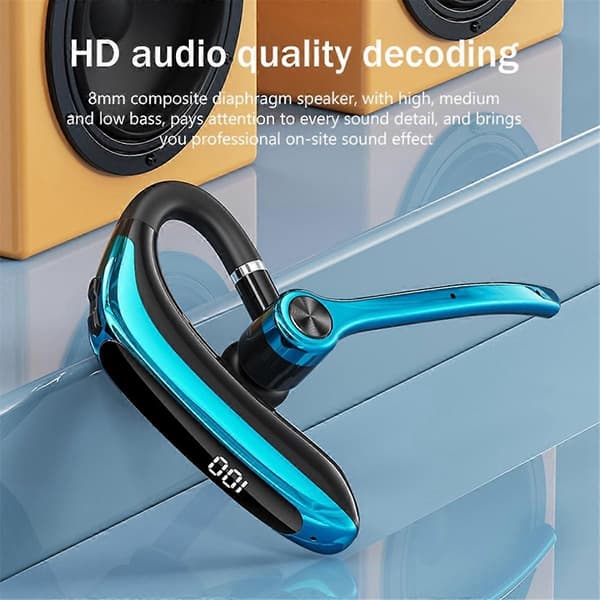 Trådlösa hörlurar med dubbel mikrofon Bluetooth-hörlurar ENC brusreducerande headset för affärskörning blå