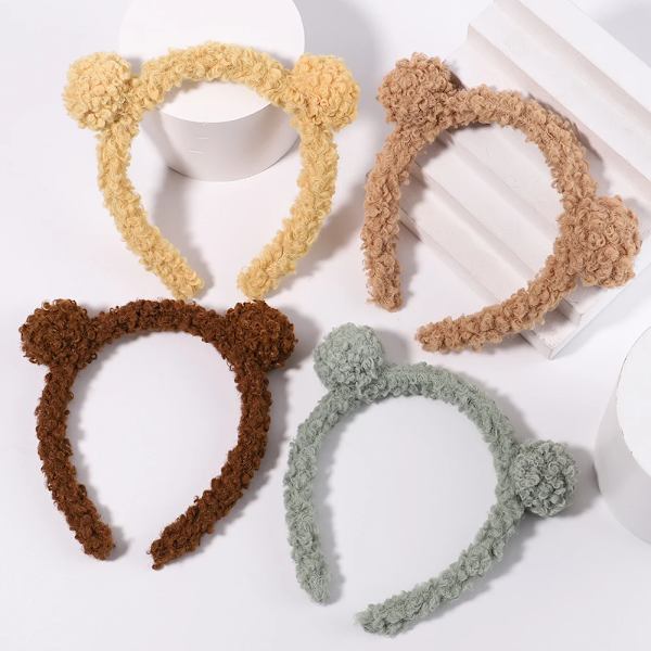 New Girls Cute Bear Ears Plush Simple Hairbands Kids Lovely Hair Ornament Headband Hair Hoops Children Fashion Hair Accessories qd