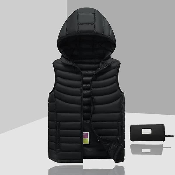 Dunjacka Herr Ärmlös Avtagbar Luva Vinter Lätt Solid Färg Black XL
