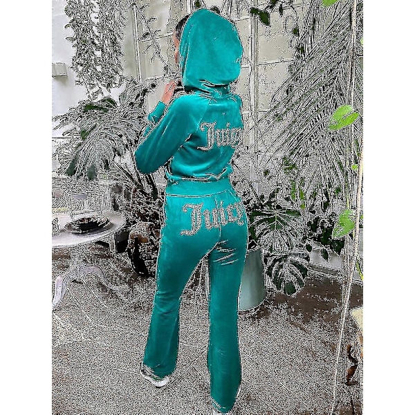 Velour Juicy Sy-sett Hettegensere Fløyel Glidelås Genser Og Bukser Sett Sportsklær 2023 Dame Vår/Høst Treningsdress Crop Top Beste Gave Til Jul L Red