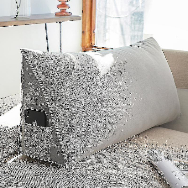 Triangulär sängkilkudde, ryggstöd ryggstöd läsningskudde-Yvan Grey 70*35*20cm