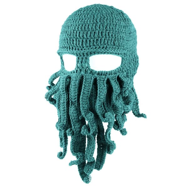Tentakel Blå Bläckfisk Stickad Mössa Hatt Keps Vind Skidmask
