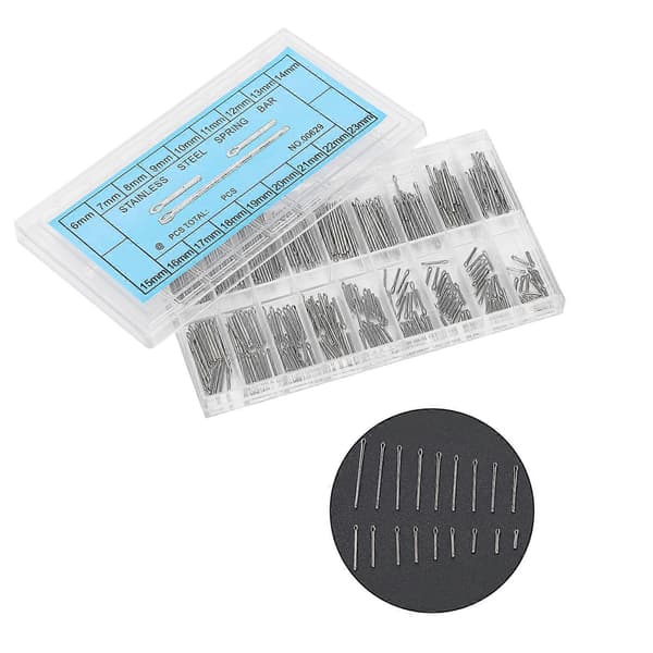 360 stk. urstifter i rustfrit stål, urrem, led, split, fjederstang, reparationssæt 6-23 mm
