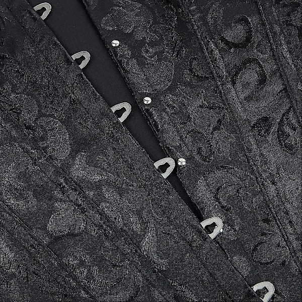 Kelvry Naisten Plus-kokoinen Goth-tyylinen Alusasu Satiini Nyöritys Luilla Tuettu Overbust Korsetti Muotoileva Asu Black2 2224