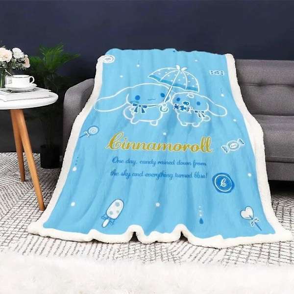 Cinnamoroll Anpassad Modern Reaktiv Tryckfilt Och Kastar Fluffig Vinter Anime Plysch Kawaii Furry Barn Tryckt-w85 60x50in 150x125cm