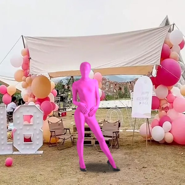 Unisex Spandex Joustava Aikuisten Naamiaisasu Katoava Mies Kokovartalopuku Karnevaaliasut Hot Pink 145-155cm