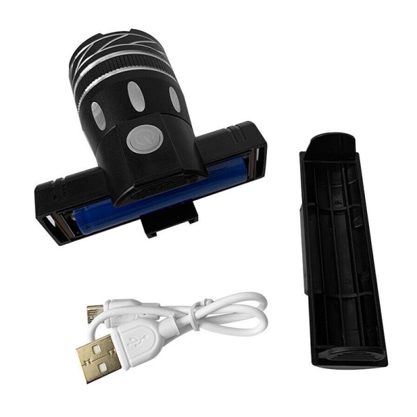 USB uppladdningsbar set Cykel Front LED Zoombar pannlampa Lampa Uppladdningsbar as show