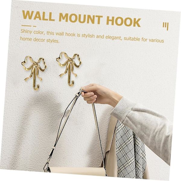 Rosett Krok Sängrumsdekor Dekoration för sovrums klädhängare Hatthängare Sticky Wall Krokar Handdukskrok Mässing Klädkrok Pilkläder Krok Bright Gold