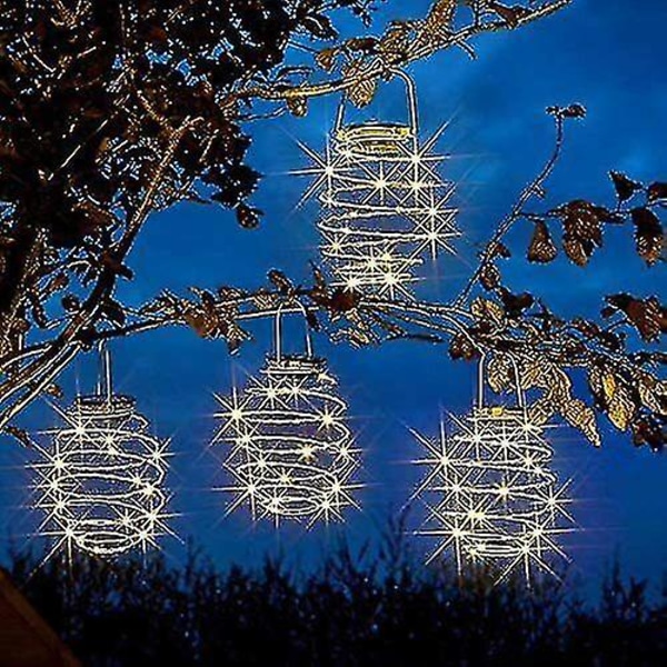Solcells spiralformade lampor LED hängande bikupa lampor trädgård utomhus uteplats dekor 4pcs colourful