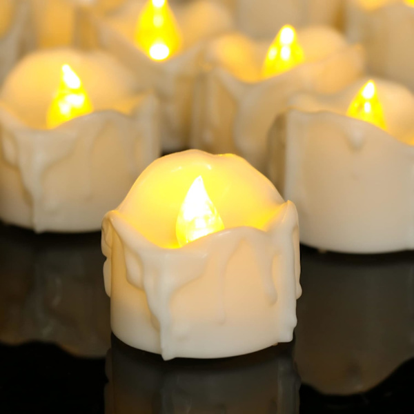 12-pack LED flimrande värmeljus med timer - varmvit
