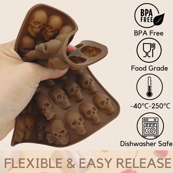 Skull Candy Forme Silikone - 2 Pak Mini Kranier - Halloween